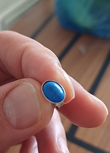  Beden mavi Renk 925 ayar gümüş firuze taşlı küpe 
