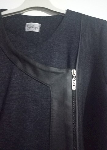 Siyah Uzun Keten Kadın Kaban - Görsel 3