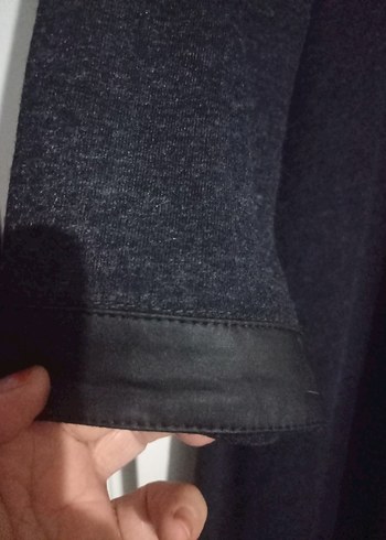 Siyah Uzun Keten Kadın Kaban - Görsel 7