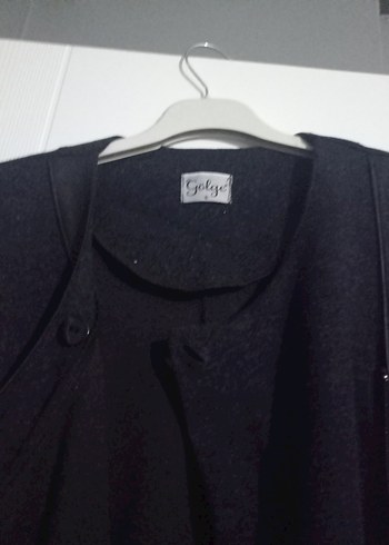 Siyah Uzun Keten Kadın Kaban - Görsel 2