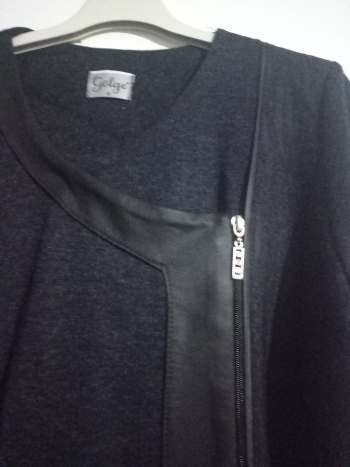 Siyah Uzun Keten Kadın Kaban - Görsel 3