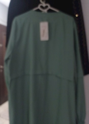 Uzun Kollu Fermuarlı Yeşil Salaş ferace sıfır - Görsel 3