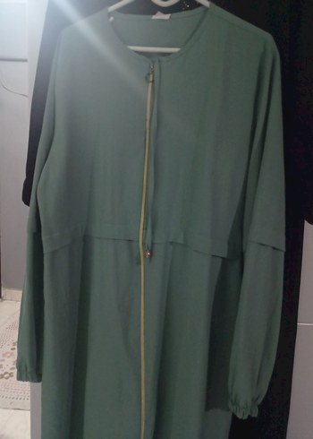 Uzun Kollu Fermuarlı Yeşil Salaş ferace sıfır - Görsel 2