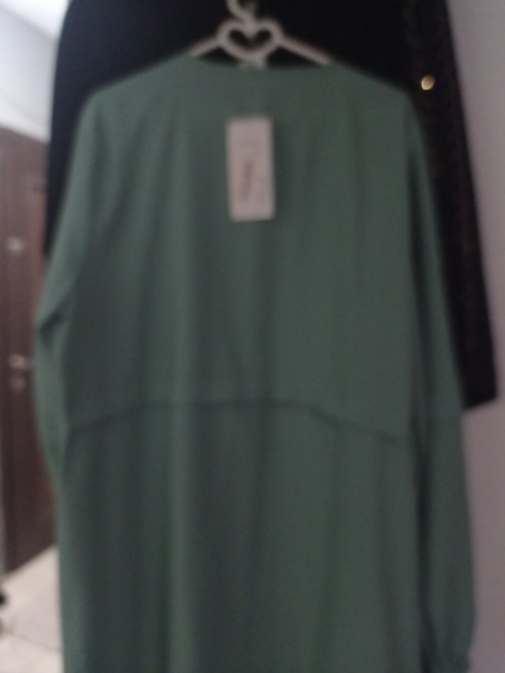 Uzun Kollu Fermuarlı Yeşil Salaş ferace sıfır - Görsel 3
