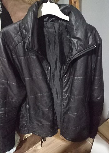 Siyah Deri Fermuarlı erkek mevsimlik ince mont - Görsel 2