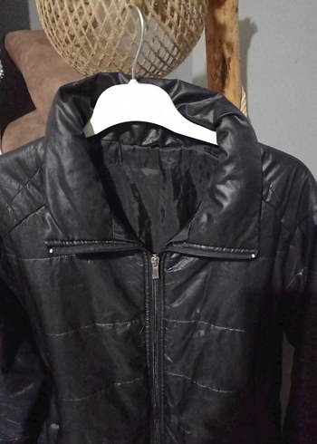 Siyah Deri Fermuarlı erkek mevsimlik ince mont - Görsel 6