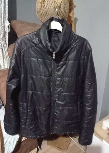 Siyah Deri Fermuarlı erkek mevsimlik ince mont - Görsel 5