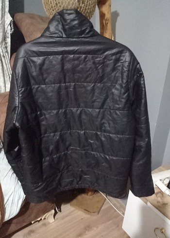 Siyah Deri Fermuarlı erkek mevsimlik ince mont - Görsel 7