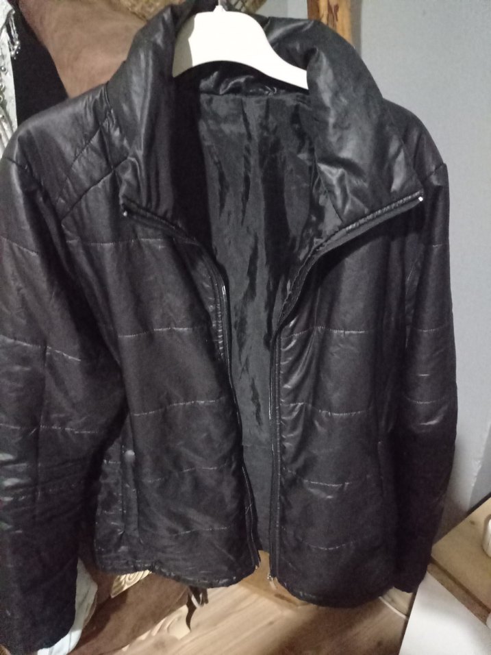 Siyah Deri Fermuarlı erkek mevsimlik ince mont - Görsel 2