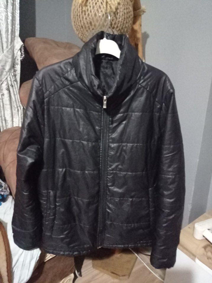 Siyah Deri Fermuarlı erkek mevsimlik ince mont - Görsel 5