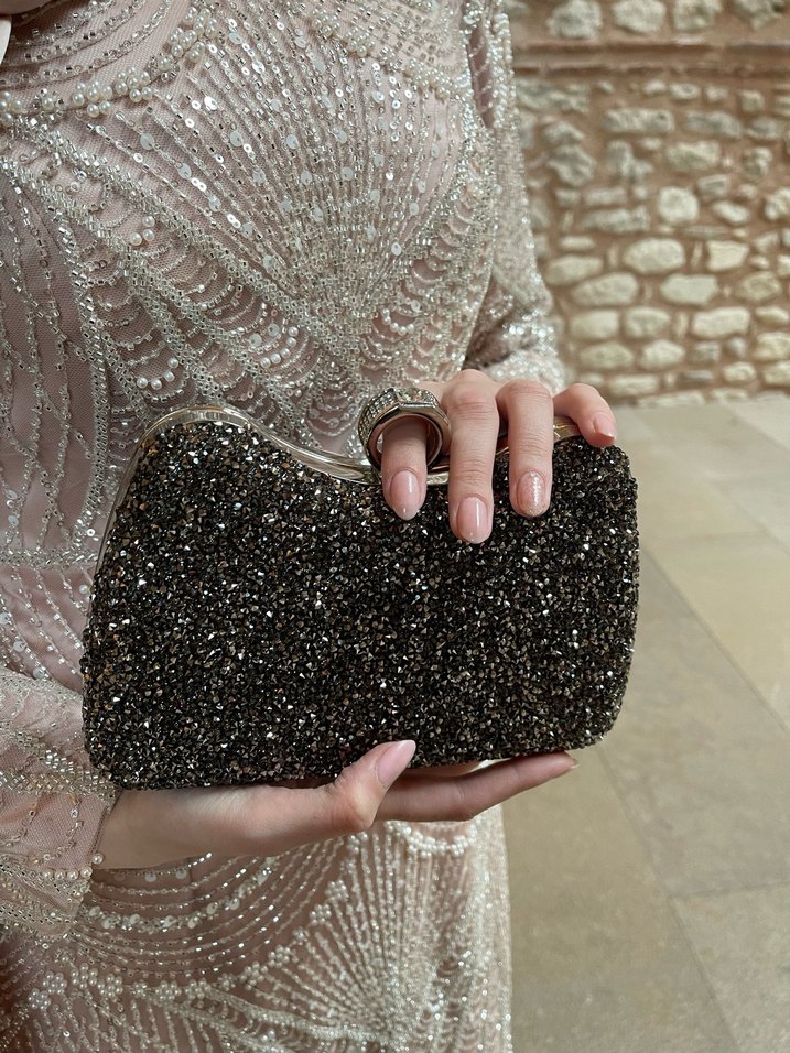 Kadın Antrasit Taşlı Abiye Portföy Çanta - Görsel 2