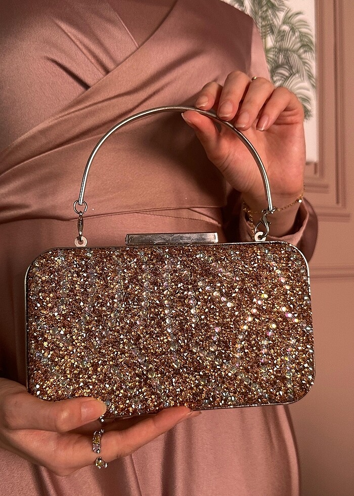 Kadın Bakır Taşlı Abiye Çanta - Görsel 3