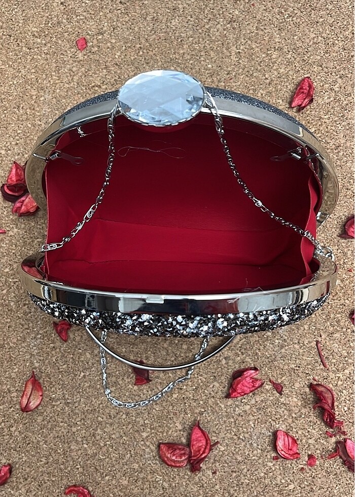 Kadın Antrasit Taşlı Abiye Çanta - Görsel 4