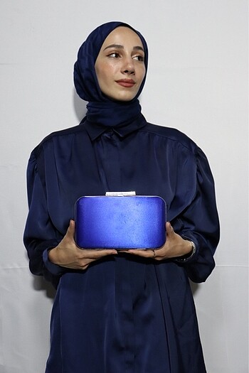 Kadın Saks Mavisi Boncuklu Abiye Çanta - Görsel 6