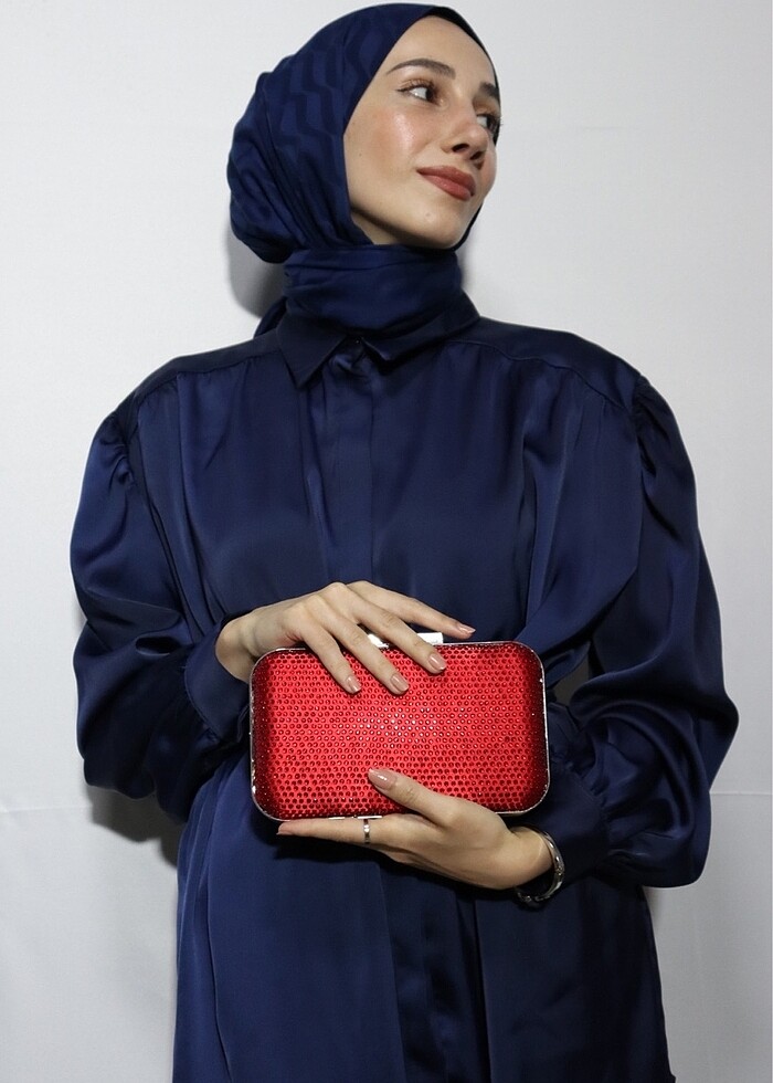 Kadın Kırmızı Boncuklu Abiye Çanta - Görsel 3