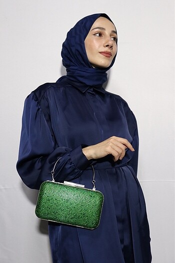 Kadın Yeşil Boncuklu Abiye Çanta - Görsel 5