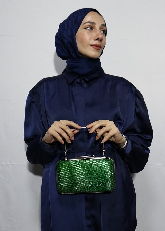 Kadın Yeşil Boncuklu Abiye Çanta - Görsel 2