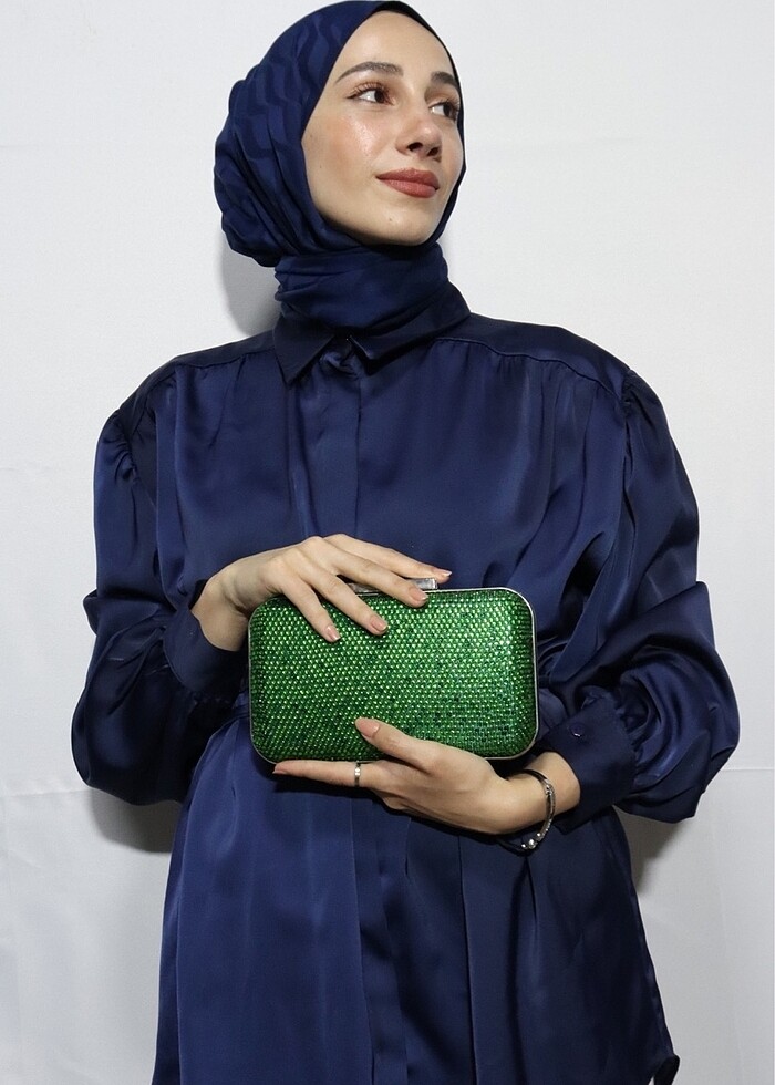 Kadın Yeşil Boncuklu Abiye Çanta - Görsel 3