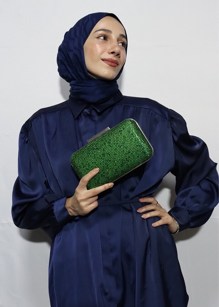 Kadın Yeşil Boncuklu Abiye Çanta - Görsel 4