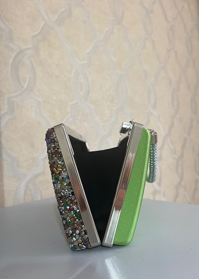 Kadın Renkli Boncuklu Abiye Çanta - Görsel 3