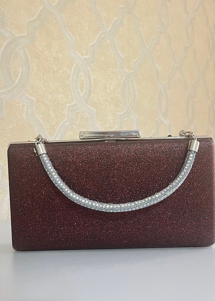 Kadın Bordo Taşlı Abiye Çanta - Görsel 2