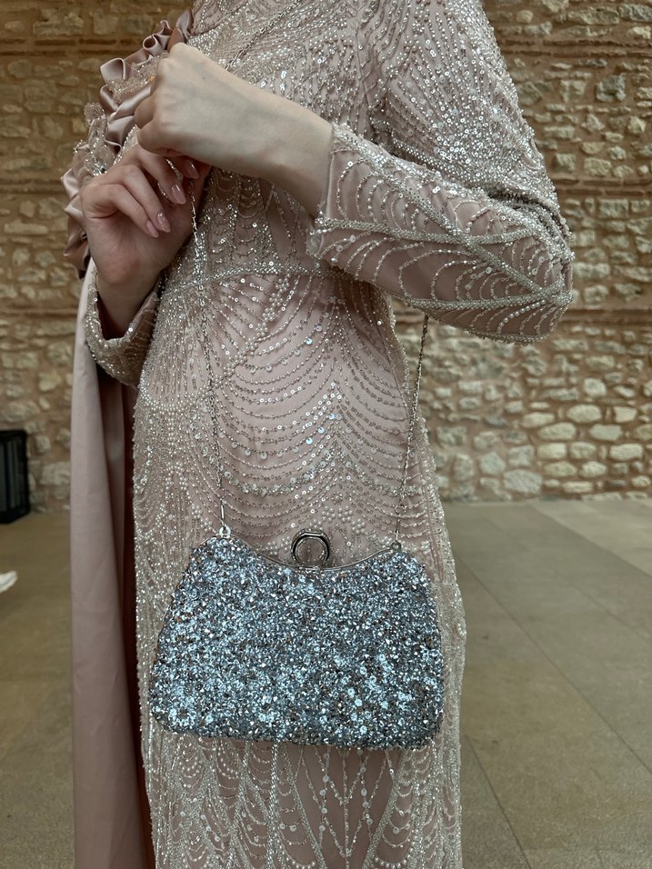 Gümüş Taşlı Abiye Kadın Çanta - Görsel 3