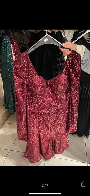 Bordo payet elbise