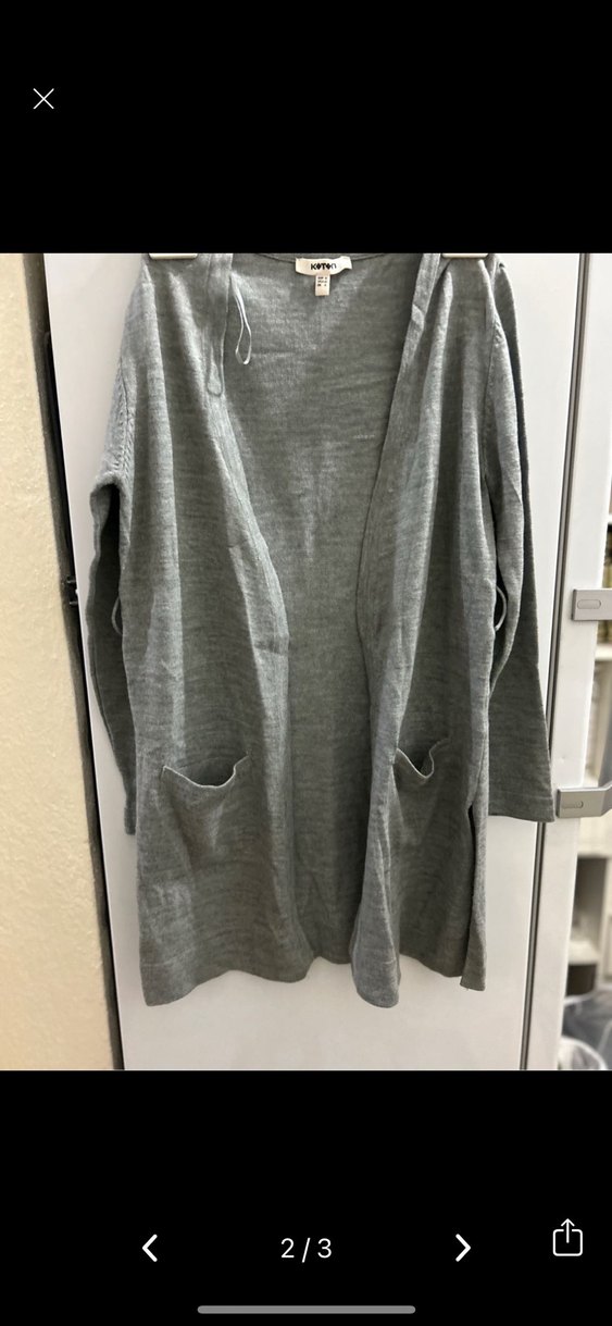 Koton Gri Uzun Kollu Kemerli Kadın Hırka - Görsel 2