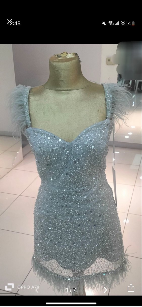 Yeşil payetli kısa abiye - Görsel 2