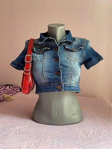 m Beden crop jean ceket