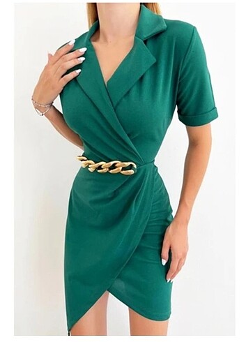 l Beden yeşil Renk Mini elbise
