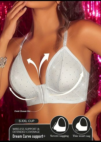 Beyaz Payetli V Yaka Strappy Bustiyer - Görsel 3