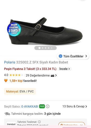 Siyah Kadın Tokalı Blok Topuklu Babet