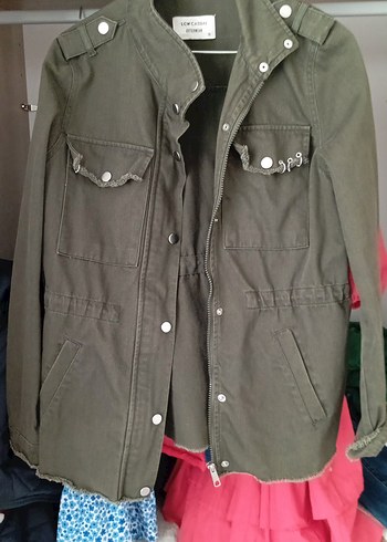 Düğmeli Yeşil Kadın Denim Ceket