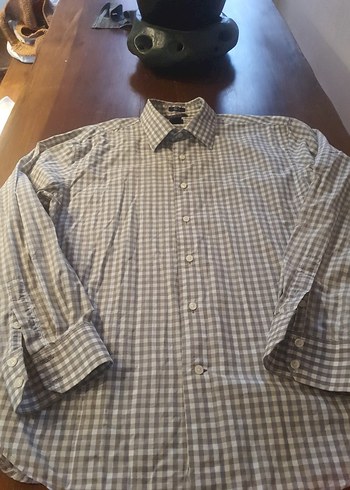 xl Beden Gri Kareli Erkek Uzun Kollu Gömlek