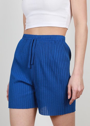 Bej Pilili Kadın Bermuda Şort - Görsel 2