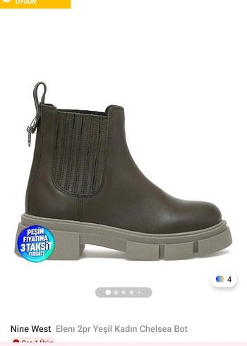 Nine West Bej Deri Platform Topuklu Kadın Bot