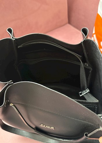 Siyah Deri Sarad Klasik Kadın Çanta - Görsel 3