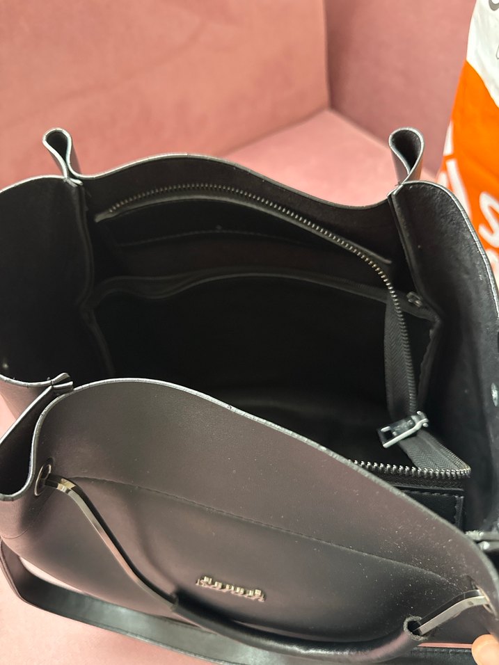 Siyah Deri Sarad Klasik Kadın Çanta - Görsel 3