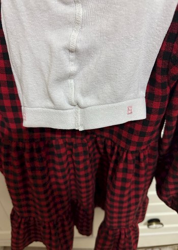 Kız Çocuk Kırmızı Kareli Uzun Kollu Elbise - Görsel 4