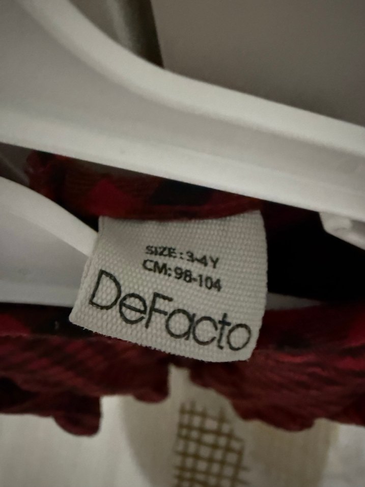 Kız Çocuk Kırmızı Kareli Uzun Kollu Elbise - Görsel 2