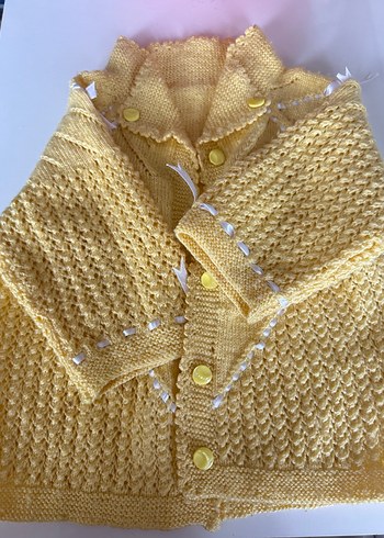 Kız Çocuk Sarı Örgü Hırka - Görsel 3