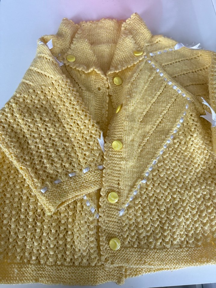 Kız Çocuk Sarı Örgü Hırka - Görsel 2