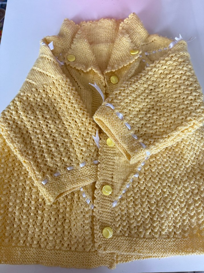 Kız Çocuk Sarı Örgü Hırka - Görsel 3