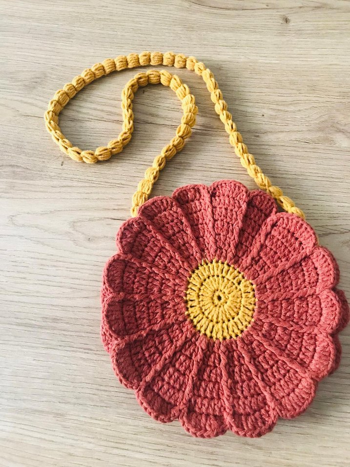 Renkli Çiçek Desenli Örgü Bohem Çanta - Görsel 2