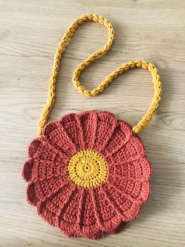 Renkli Çiçek Desenli Örgü Bohem Çanta - Görsel 4