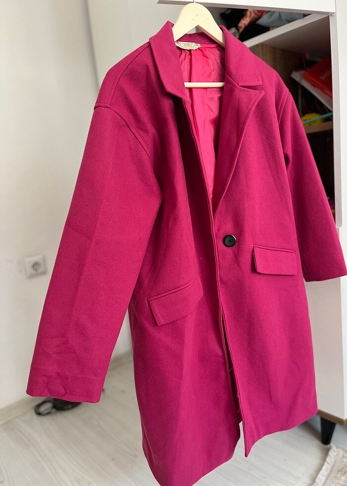 Pembe kaşe kaban - Görsel 2