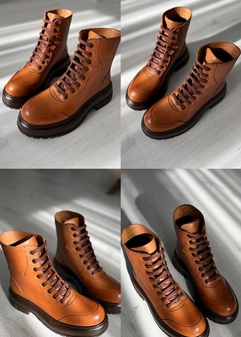 Siyah Deri Bağcıklı Stiletto Topuklu Bot - Görsel 7