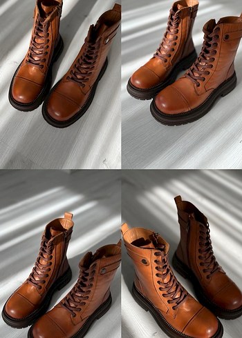 Siyah Deri Bağcıklı Stiletto Topuklu Bot - Görsel 13