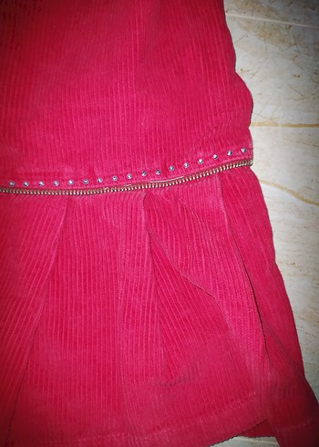 Kırmızı Süet Kemerli Mini Etek - Görsel 3